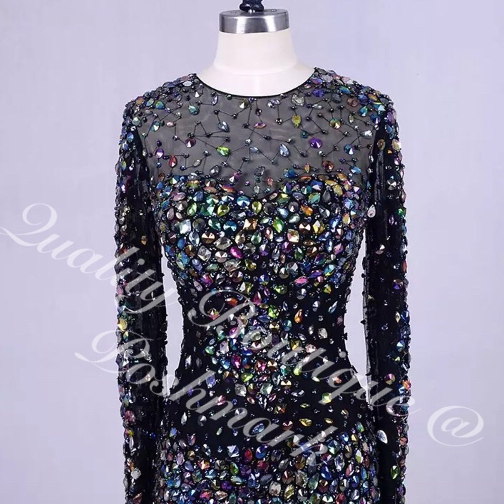 Gothic Queen Bridal Feather Rhinestone Gown,2-22W - Picture 2 of 8